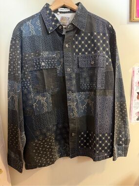 Urban Renewal Indigo Patchwork Men's Button-Up Jacket